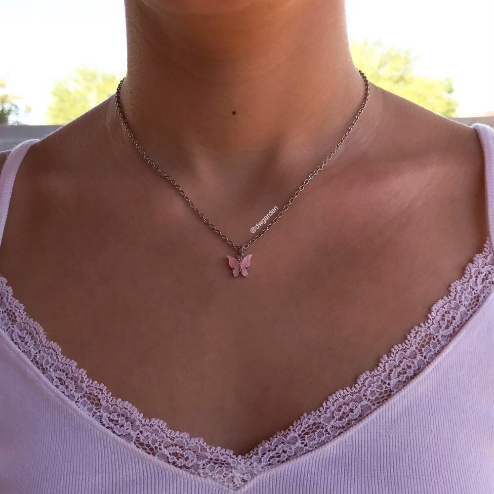 Pink Butterfly Necklace